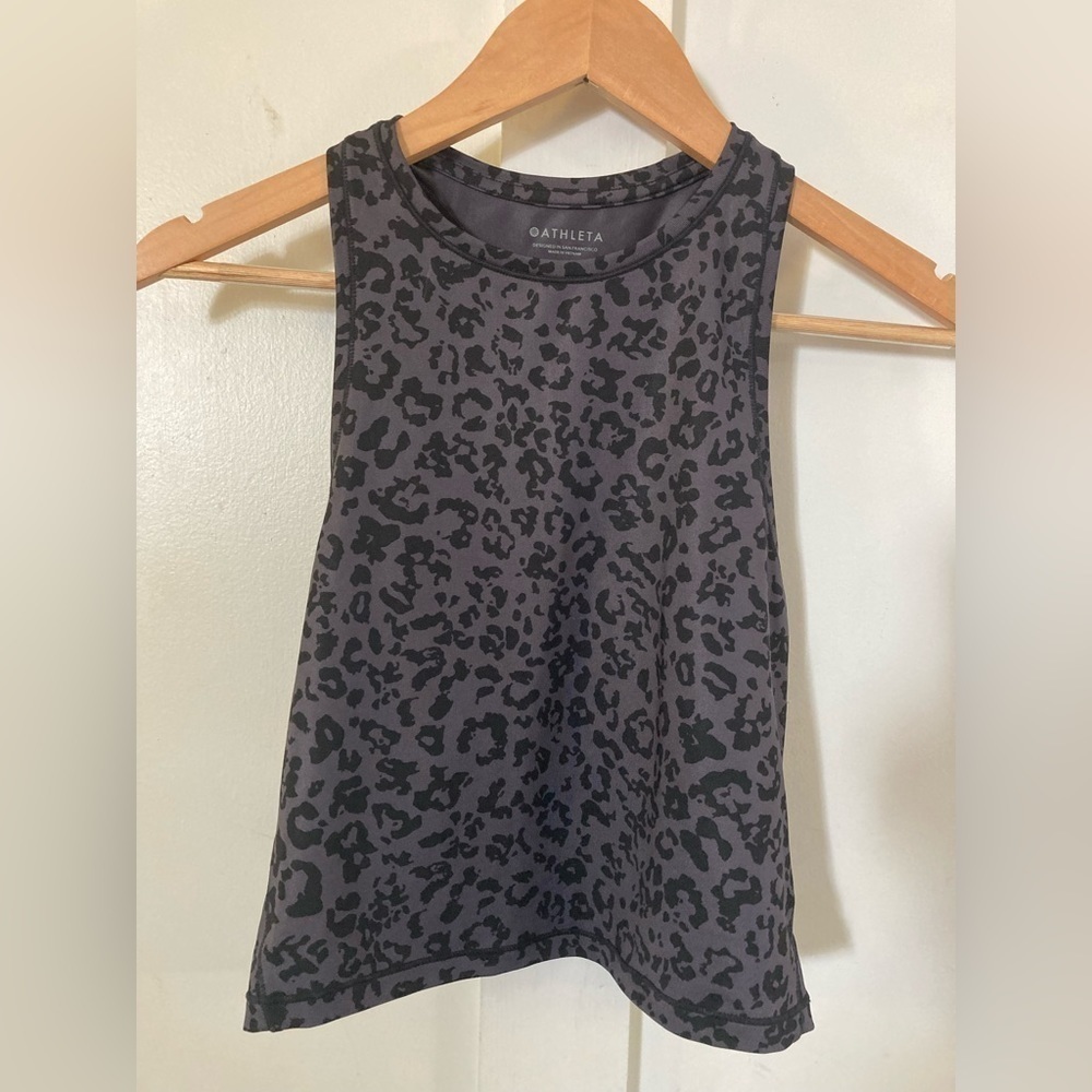 ATHLETA workout tank top sleeveless leopard print XS sports top